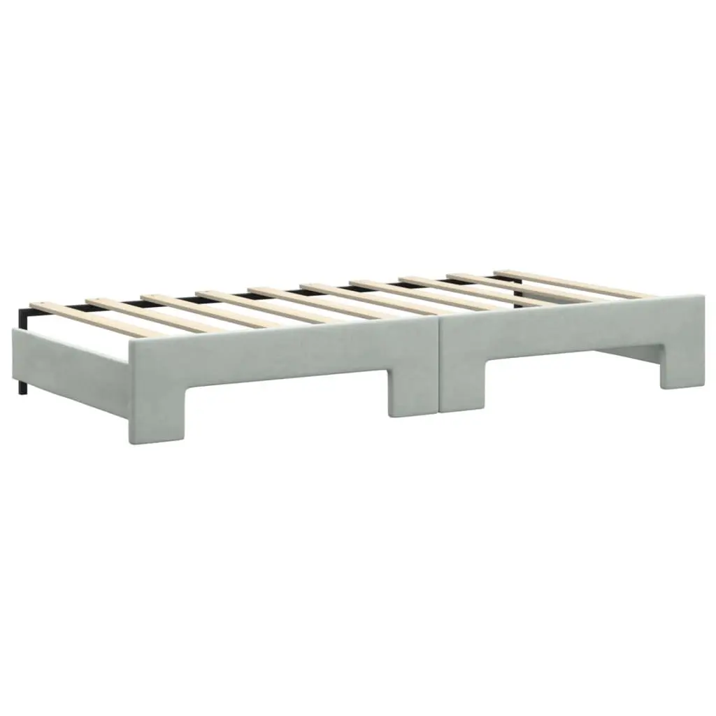 Daybed with Trundle Sofa Bed Grey 90x190cm Modern Design Wood Metal Frame