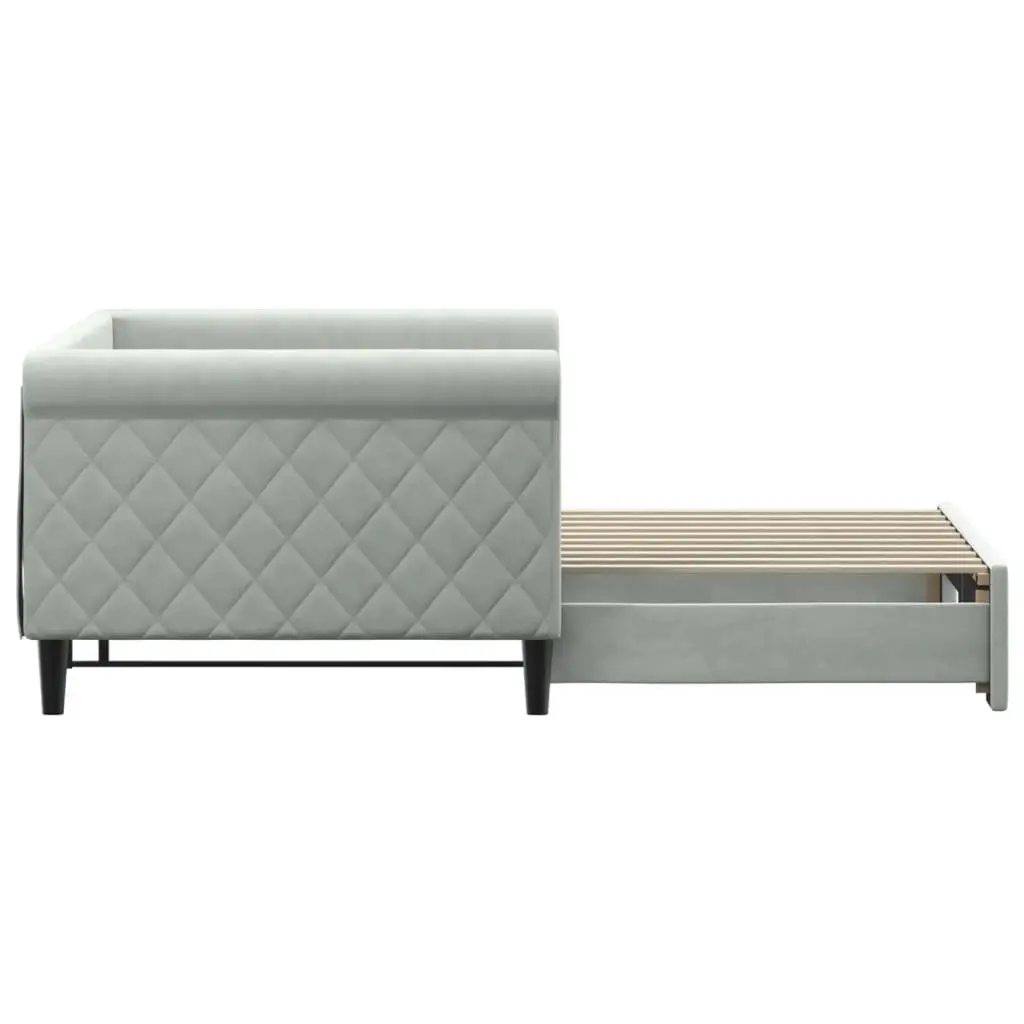 Daybed with Trundle Sofa Bed Grey 90x190cm Modern Design Wood Metal Frame