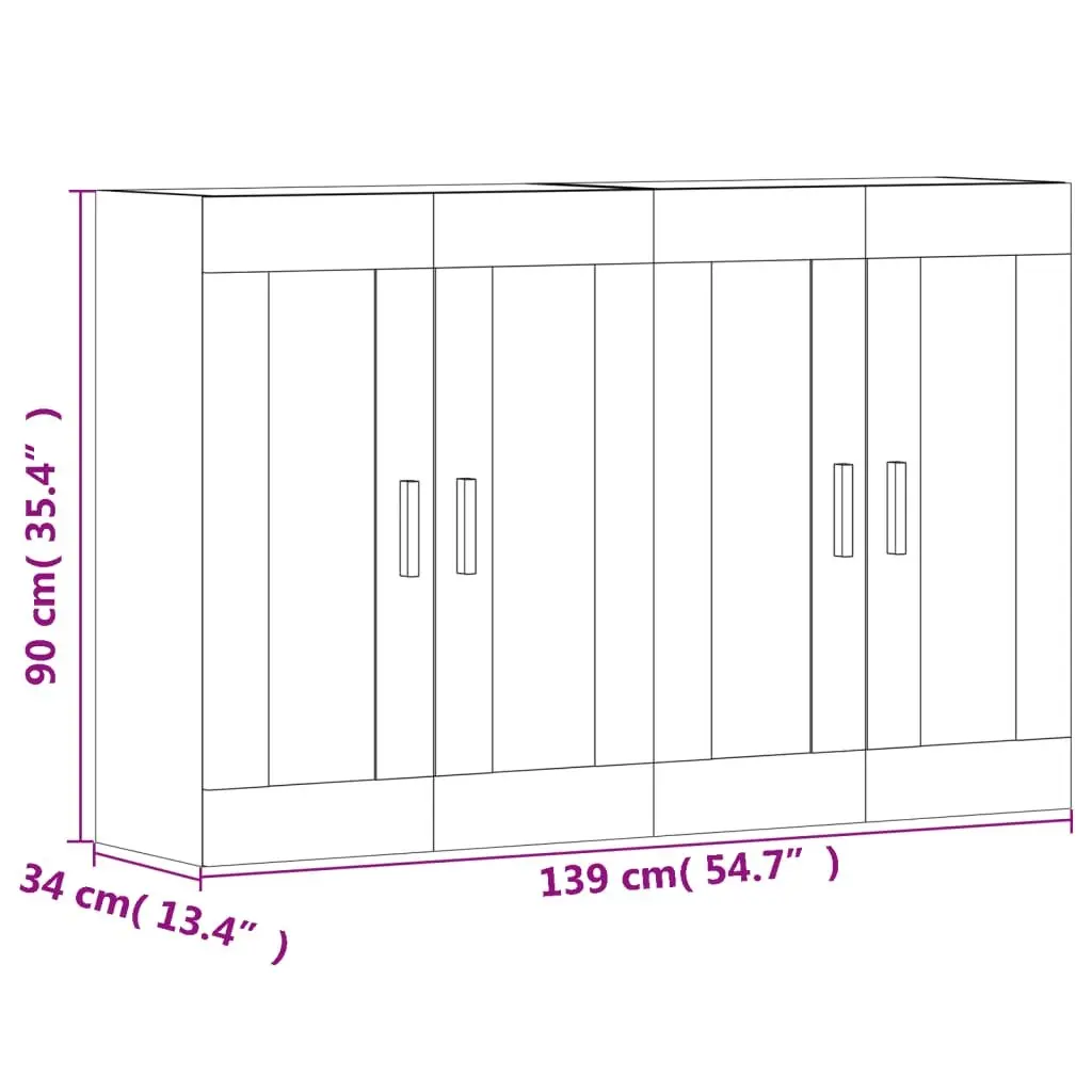 White Glass Door Wall Mounted Storage Cabinets 2 pcs