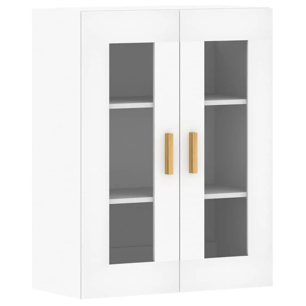 White Glass Door Wall Mounted Storage Cabinets 2 pcs