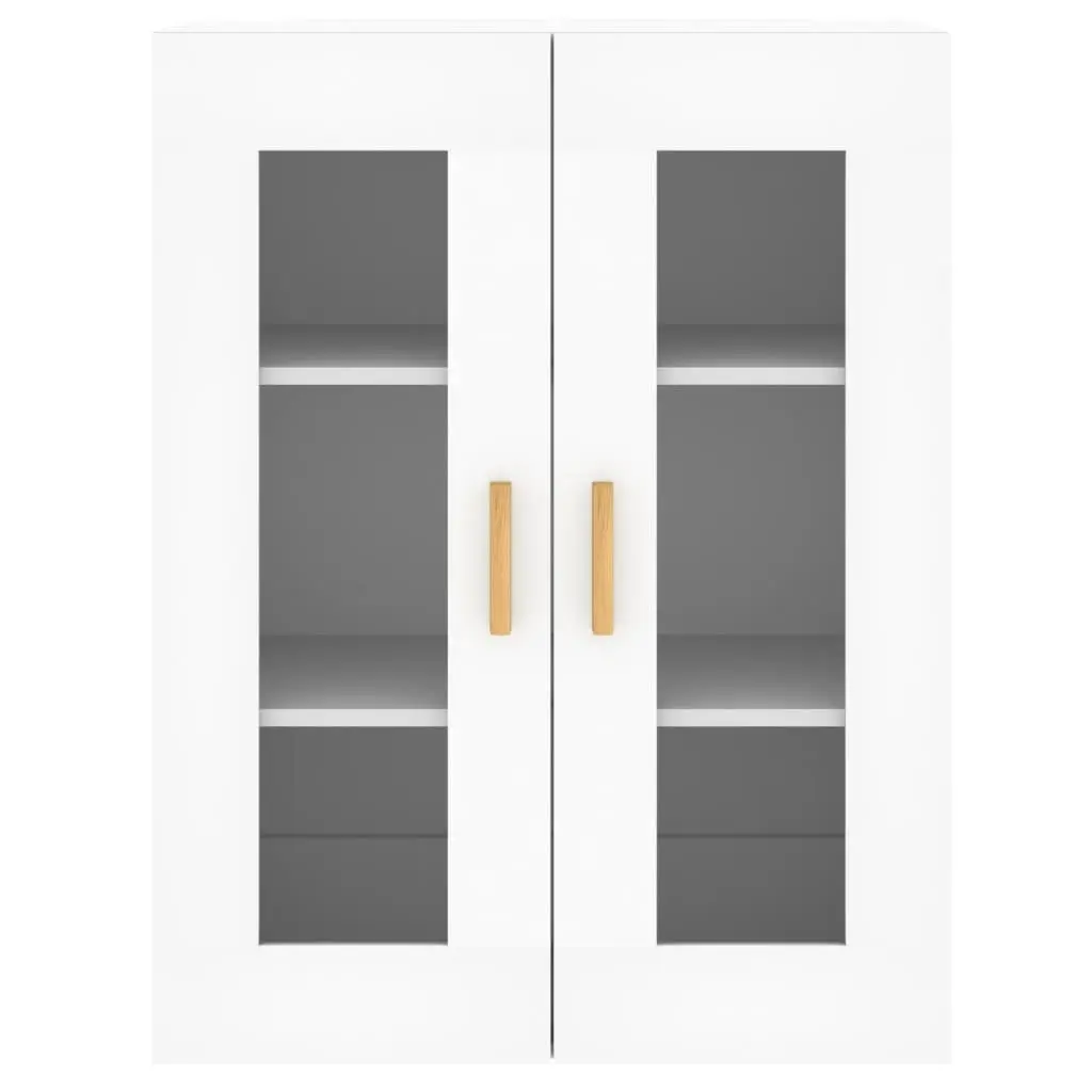 White Glass Door Wall Mounted Storage Cabinets 2 pcs