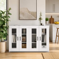 Elegant Wall Mounted Storage Cabinets 2 pcs White