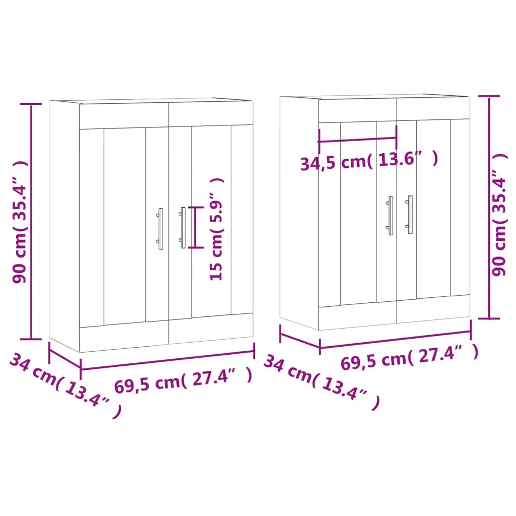 Wall Mounted Storage Cabinets 2 pcs White Glass Door Hanging Organiser
