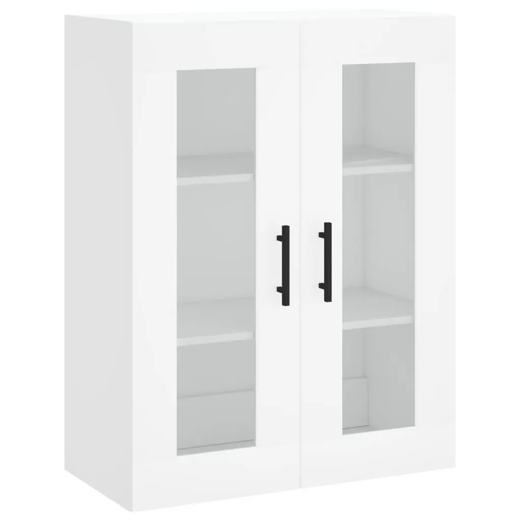 Wall Mounted Storage Cabinets 2 pcs White Glass Door Hanging Organiser