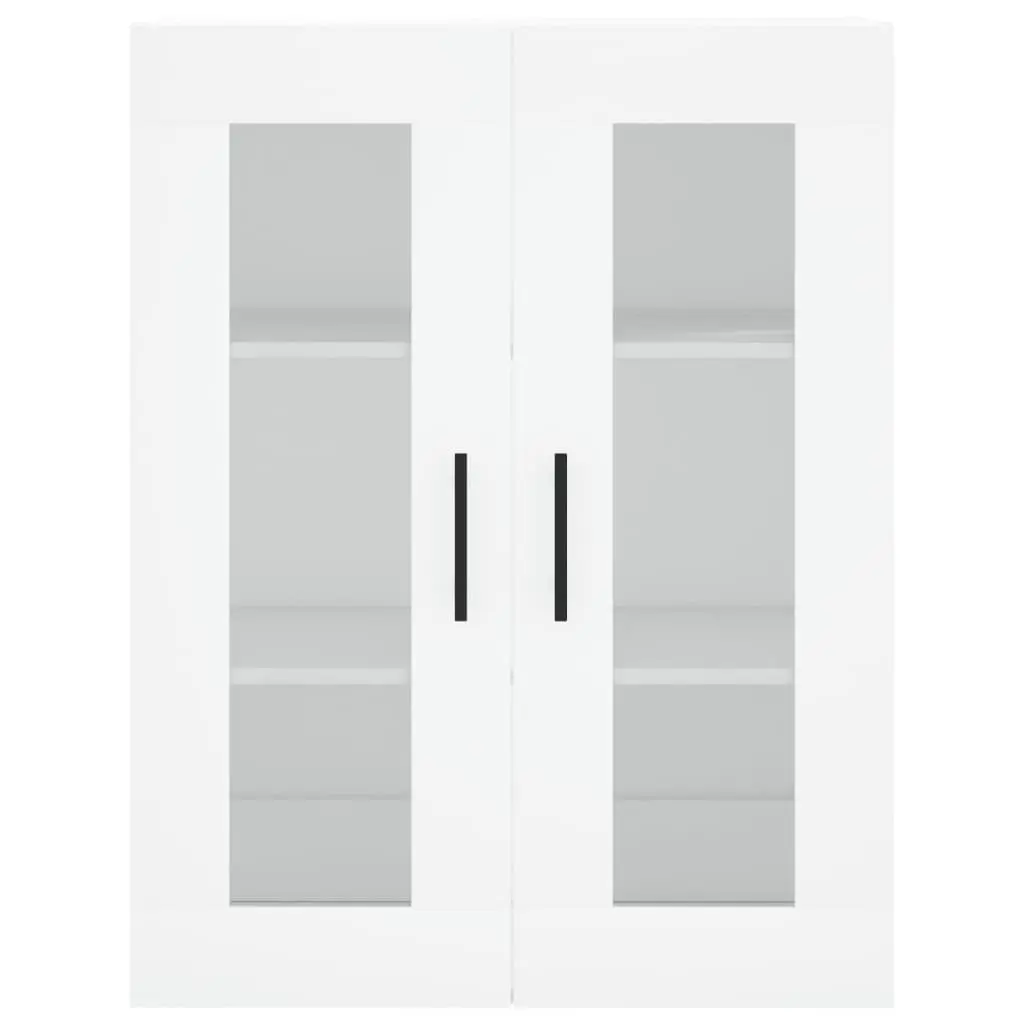 Wall Mounted Storage Cabinets 2 pcs White Glass Door Hanging Organiser