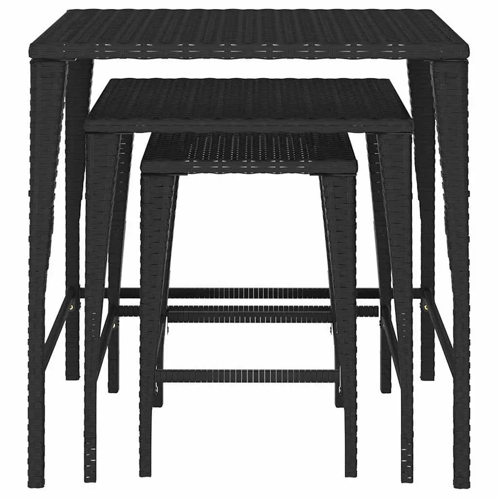 Nesting Tables Set 3 Piece Black Side End Tables Stackable Storage Coffee Table