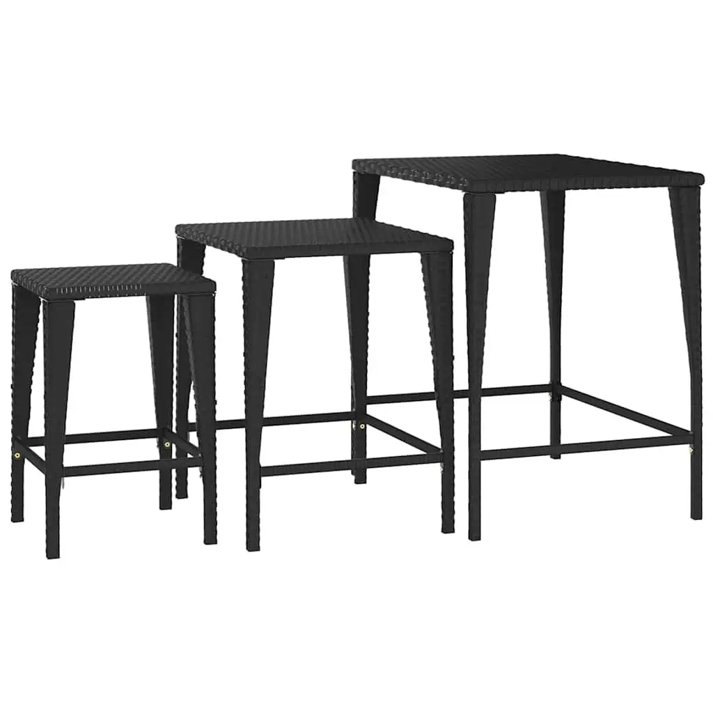 Nesting Tables Set 3 Piece Black Side End Tables Stackable Storage Coffee Table