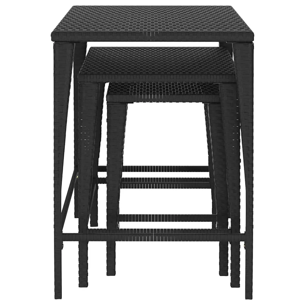 Nesting Tables Set 3 Piece Black Side End Tables Stackable Storage Coffee Table