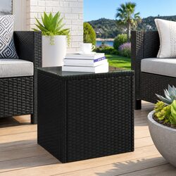 Black Side Table with Glass Top 40x37x40.5cm