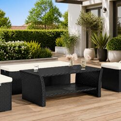 Black Outdoor Coffee Table for Garden and Patio