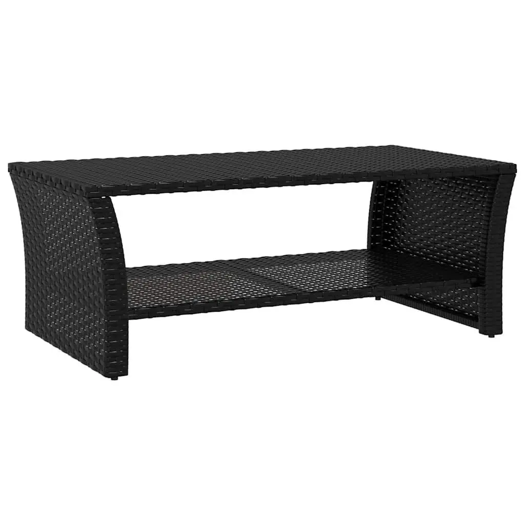Coffee Table Black Outdoor Garden Patio Poly Rattan Steel Frame 100cm x 50cm x 40cm