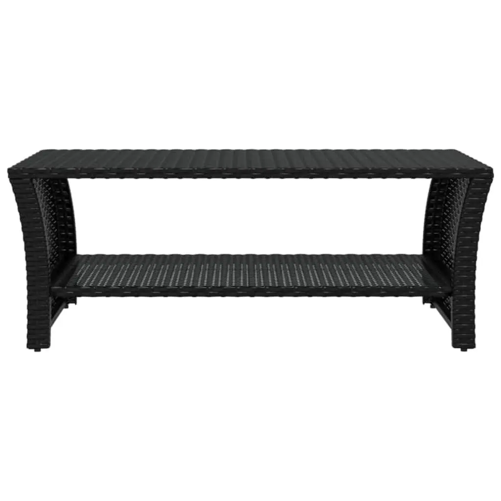 Coffee Table Black Outdoor Garden Patio Poly Rattan Steel Frame 100cm x 50cm x 40cm