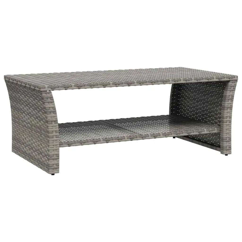 Grey Outdoor Coffee Table with Storage Shelf