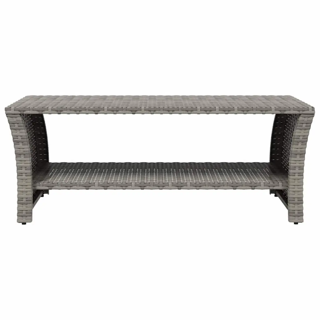 Grey Outdoor Coffee Table with Storage Shelf