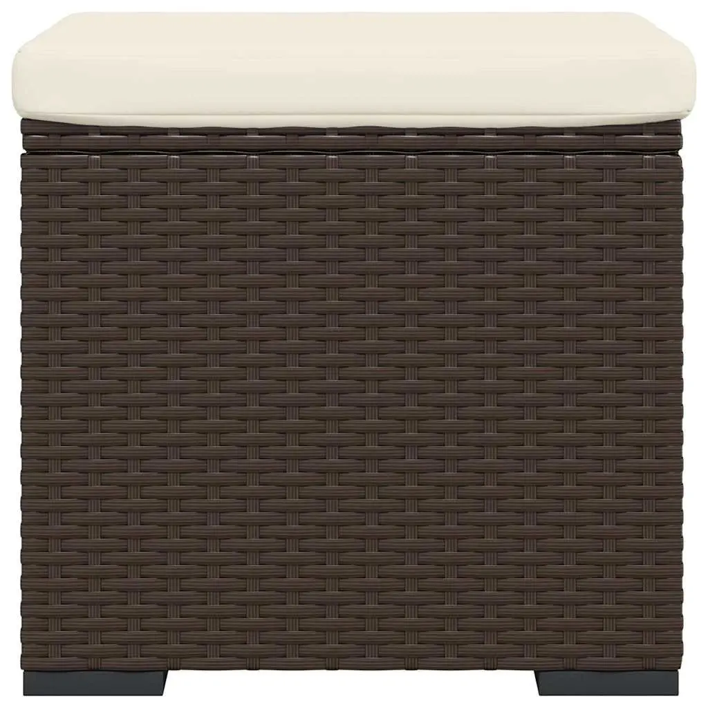 Ottoman Footrest Brown PE Rattan 40 x 30 x 40 cm Powder-coated Metal with Cushion