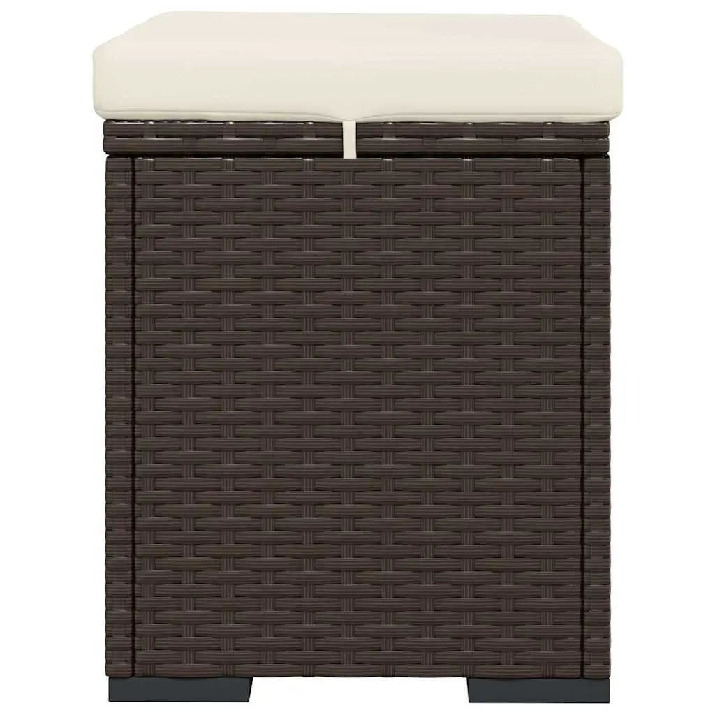 Ottoman Footrest Brown PE Rattan 40 x 30 x 40 cm Powder-coated Metal with Cushion