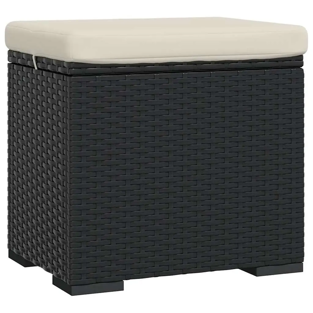 Ottomans with Cushions 2 pcs Black 40x30x40 cm Poly Rattan Footrest Garden