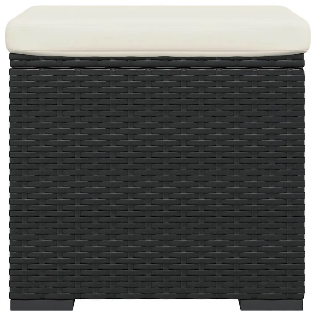 Ottomans with Cushions 2 pcs Black 40x30x40 cm Poly Rattan Footrest Garden