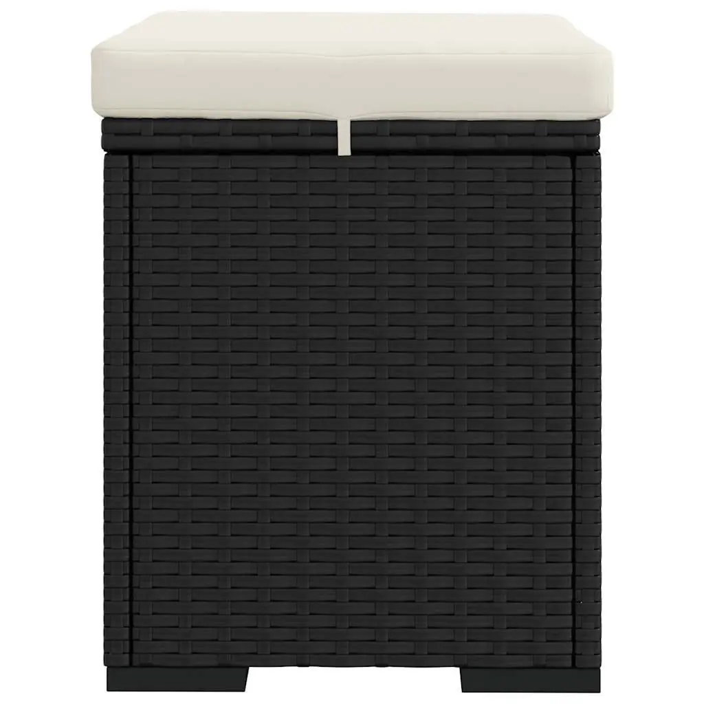 Ottomans with Cushions 2 pcs Black 40x30x40 cm Poly Rattan Footrest Garden