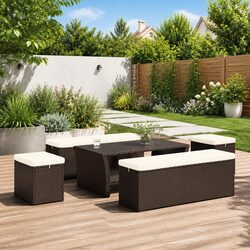 Comfortable Outdoor Ottomans with Cushions - Set of 2