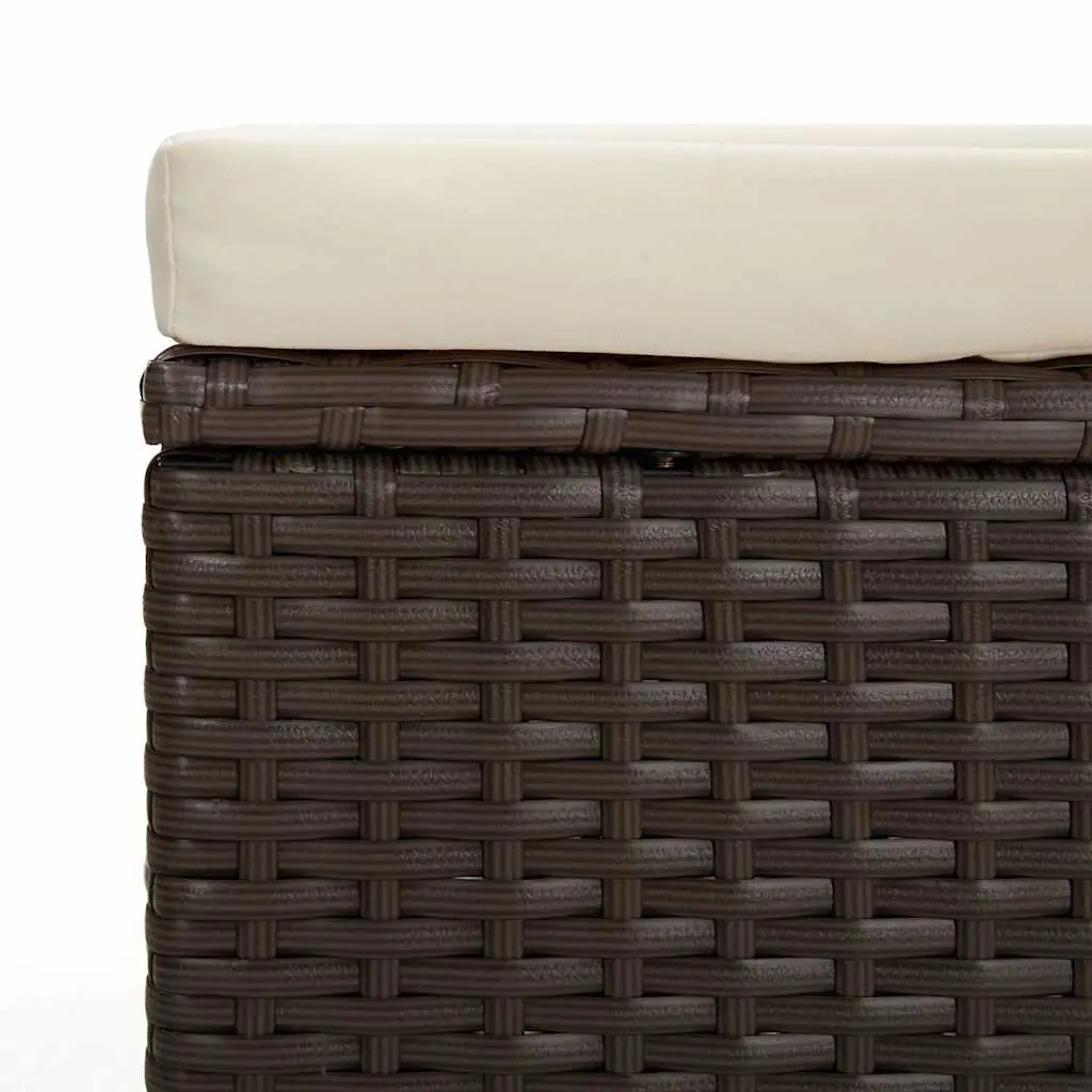 Outdoor Ottomans with Cushions 2 pcs Brown Poly Rattan Footrest Garden Seating