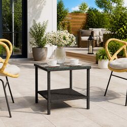 Stylish Black Side Table with Storage, 45x45x45cm