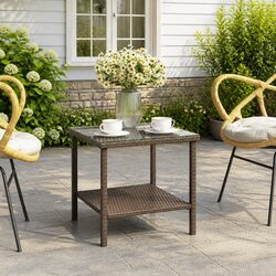 Brown Side Table with Storage Shelf 45x45x45cm