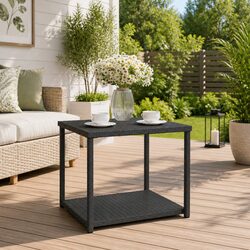 Stylish Black Poly Rattan Side Table for Indoor & Outdoor