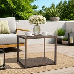 Brown Side Table with Storage 55x45x49 cm