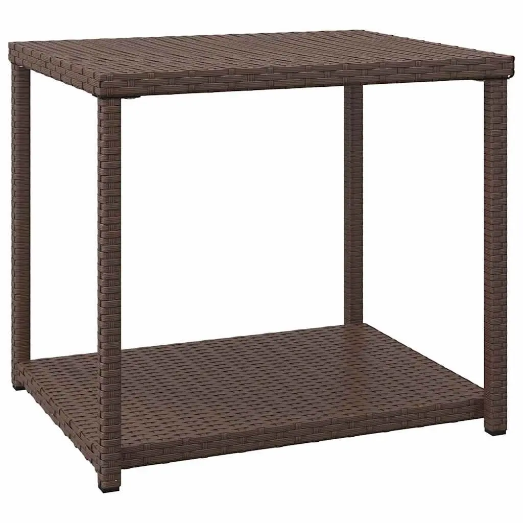 Side Table Brown 55x45x49 cm PE Rattan Outdoor Indoor Accent Table