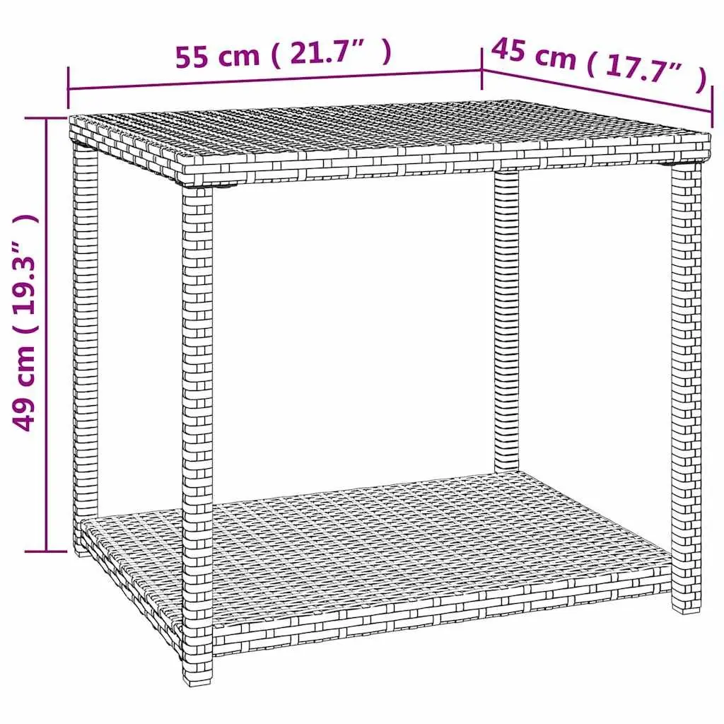 Side Table Brown 55x45x49 cm PE Rattan Outdoor Indoor Accent Table