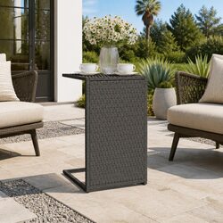 C-Shaped Side Table in Black, 40x35x60cm