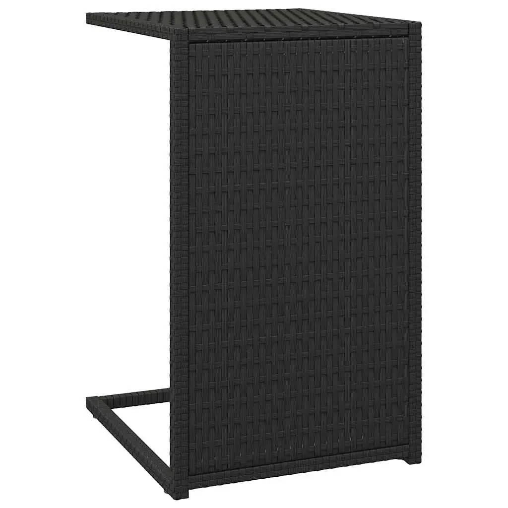 C Shaped Side Table Black 40 x 35 x 60 cm PE Rattan Weather Resistant Accent End Table