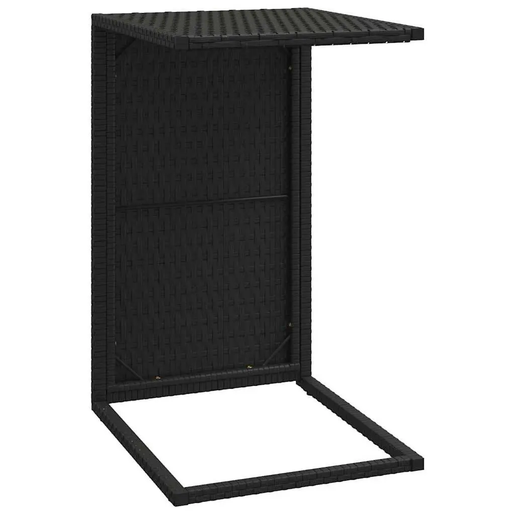 C Shaped Side Table Black 40 x 35 x 60 cm PE Rattan Weather Resistant Accent End Table
