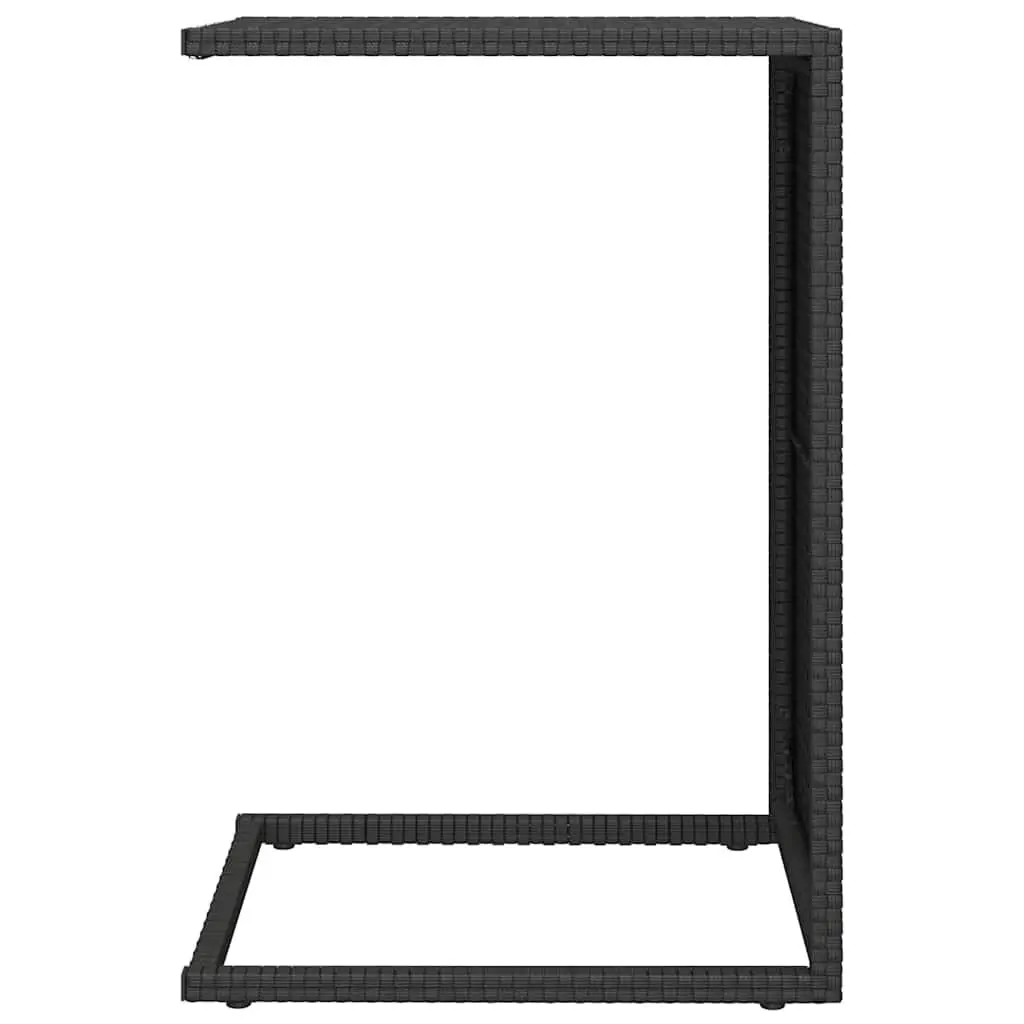 C Shaped Side Table Black 40 x 35 x 60 cm PE Rattan Weather Resistant Accent End Table