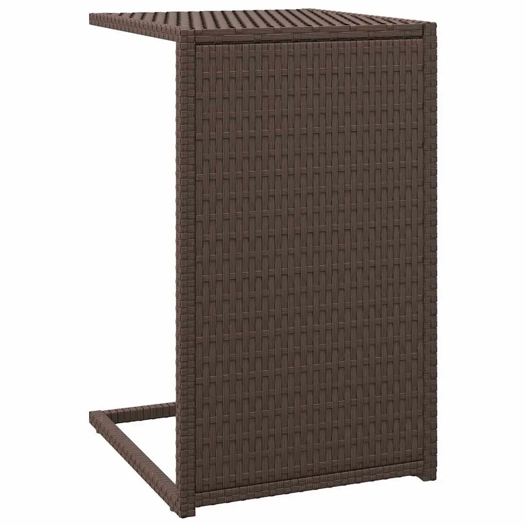 C Table Brown 40x35x60cm PE Rattan Powder-coated Steel Accent End Table Side Sofa Bedside Living Room