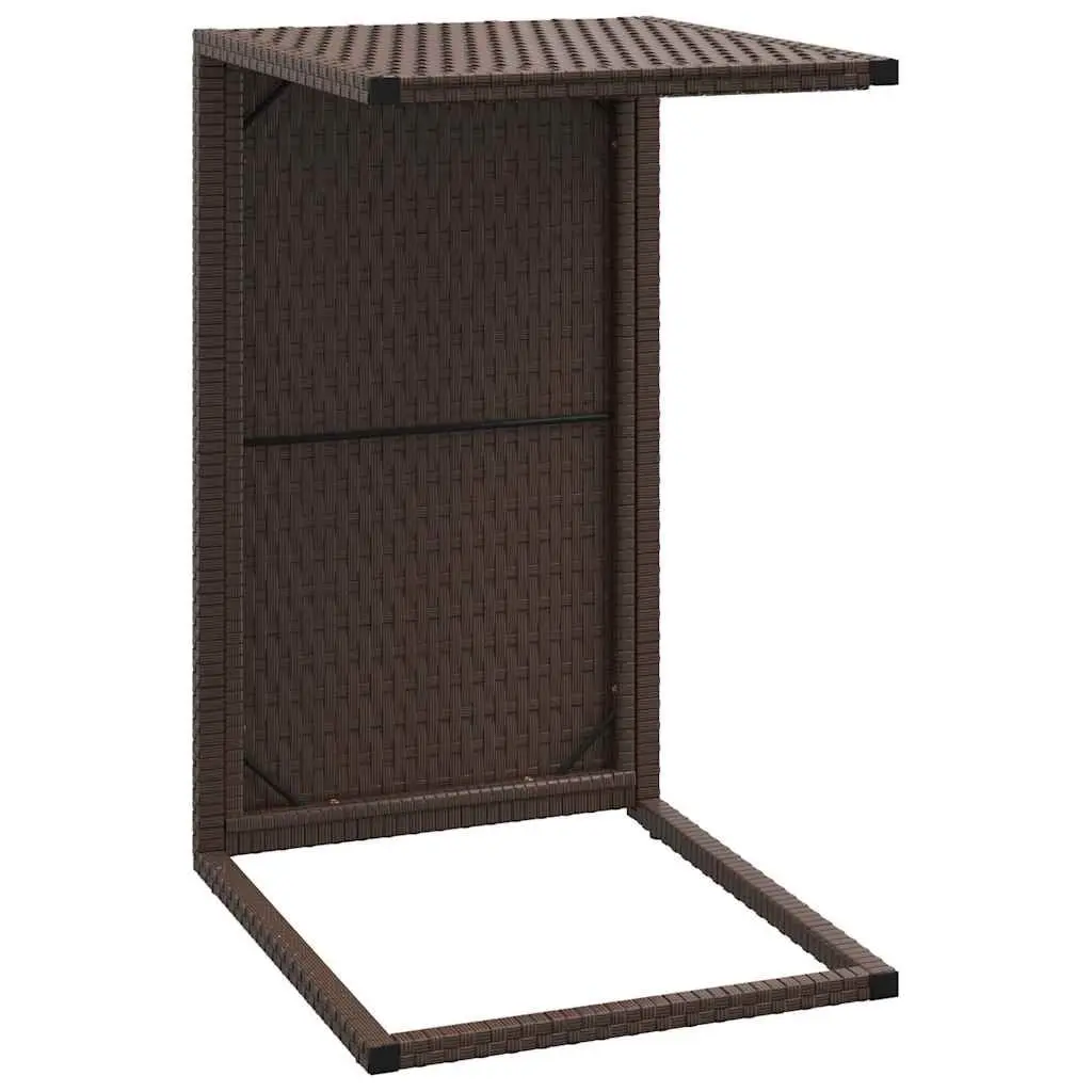 C Table Brown 40x35x60cm PE Rattan Powder-coated Steel Accent End Table Side Sofa Bedside Living Room