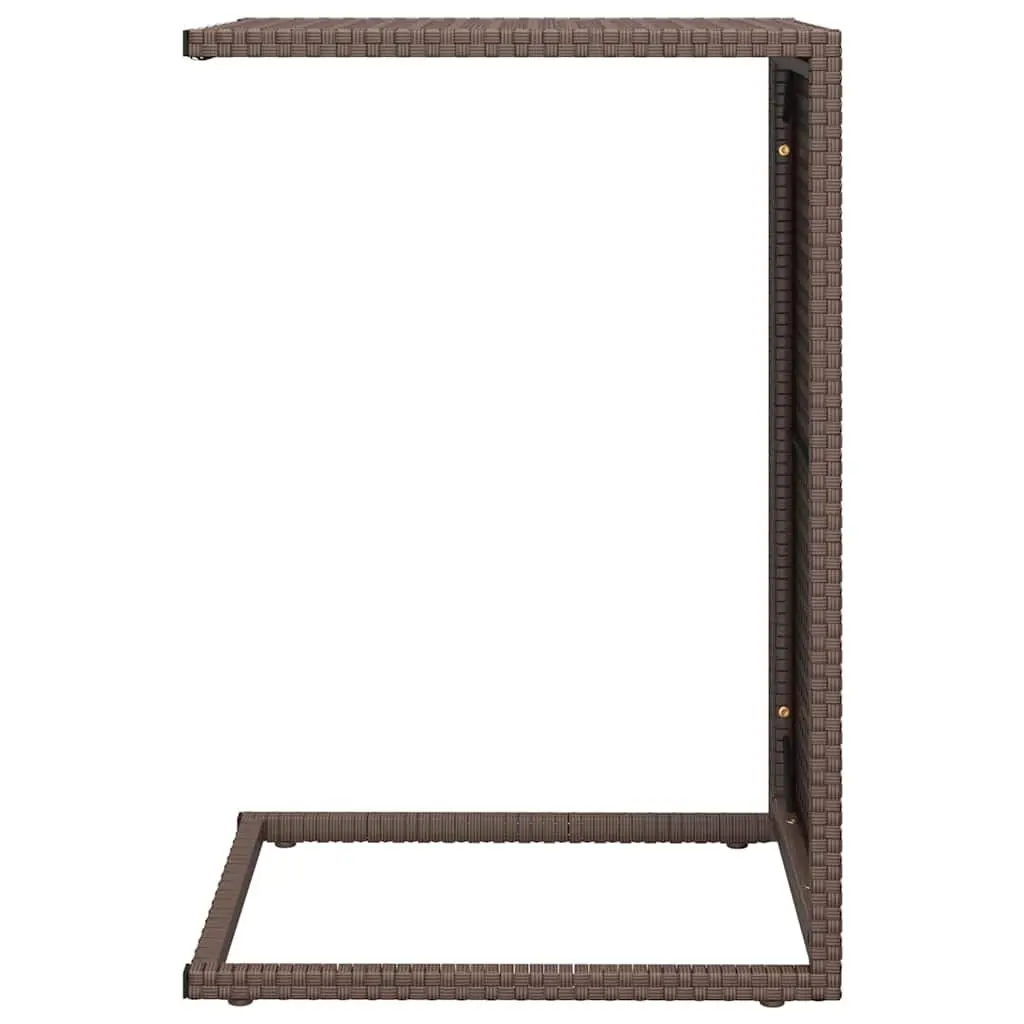 C Table Brown 40x35x60cm PE Rattan Powder-coated Steel Accent End Table Side Sofa Bedside Living Room