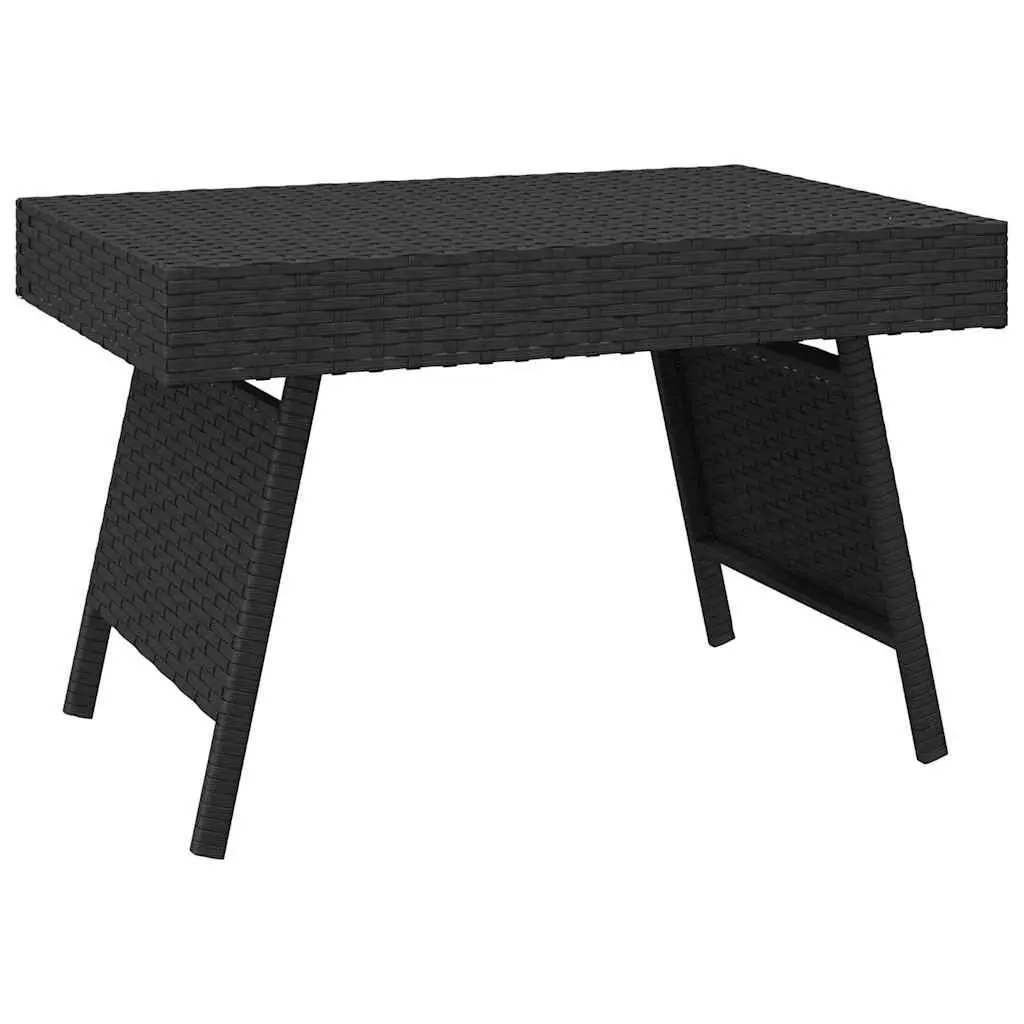 Foldable Accent Side Table Black Poly Rattan Steel Indoor Outdoor 60x40x38cm