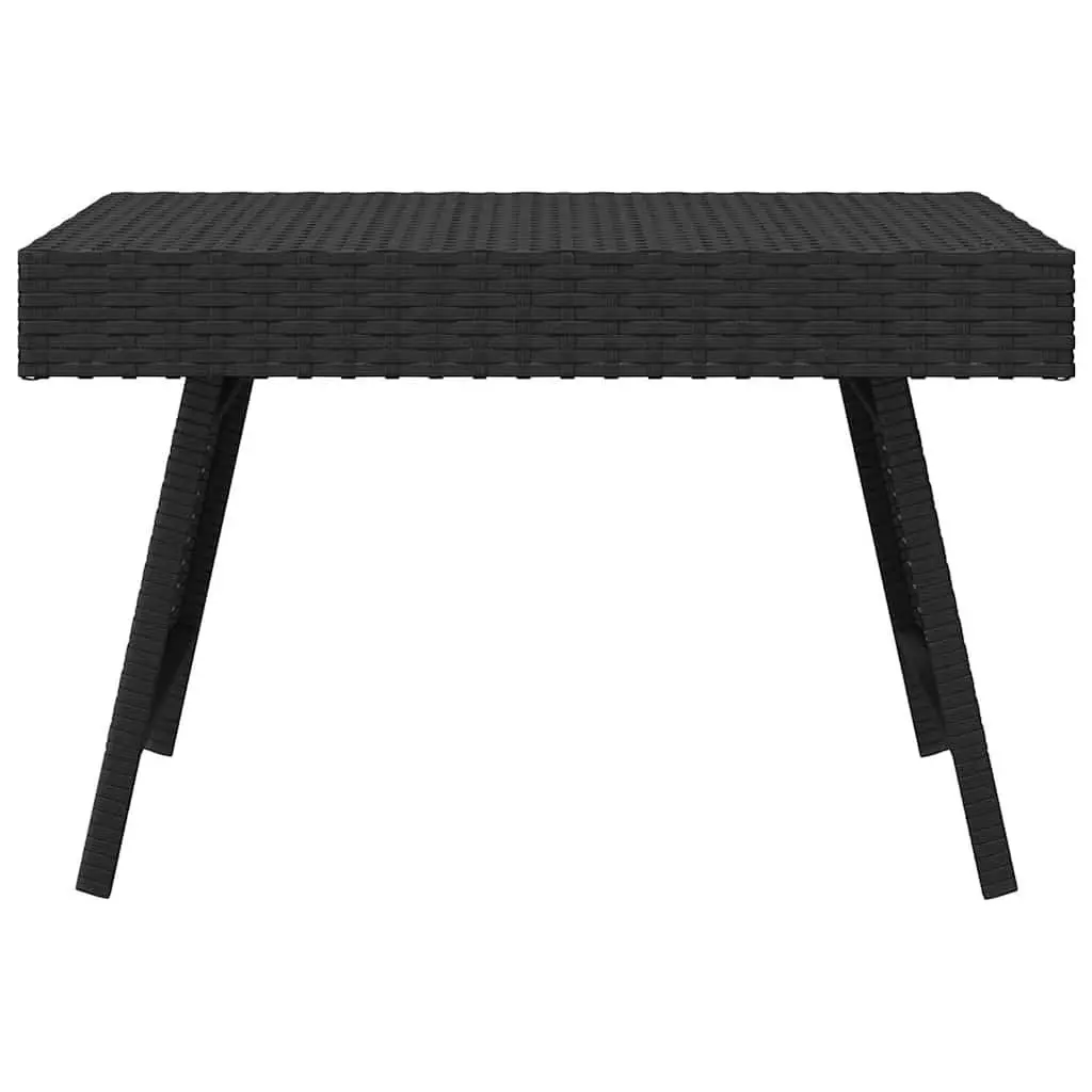 Foldable Accent Side Table Black Poly Rattan Steel Indoor Outdoor 60x40x38cm