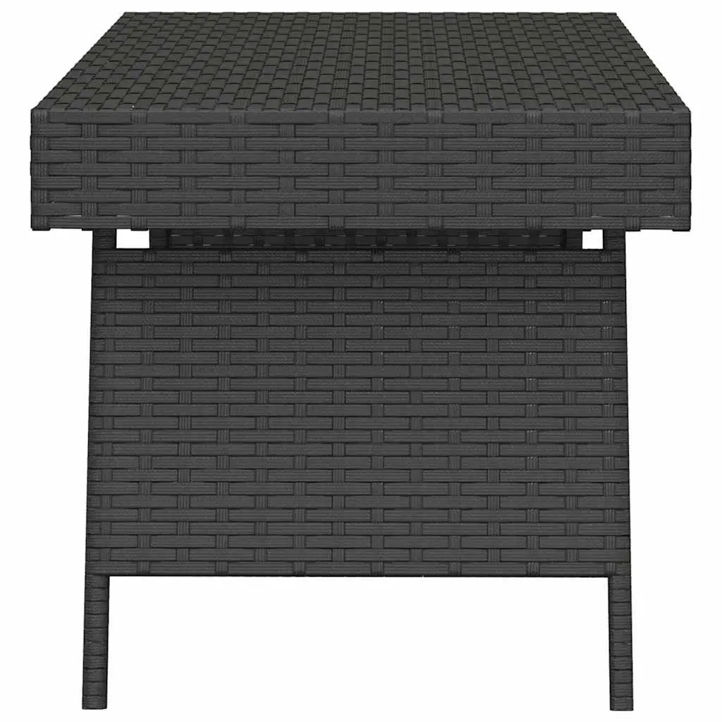 Foldable Accent Side Table Black Poly Rattan Steel Indoor Outdoor 60x40x38cm