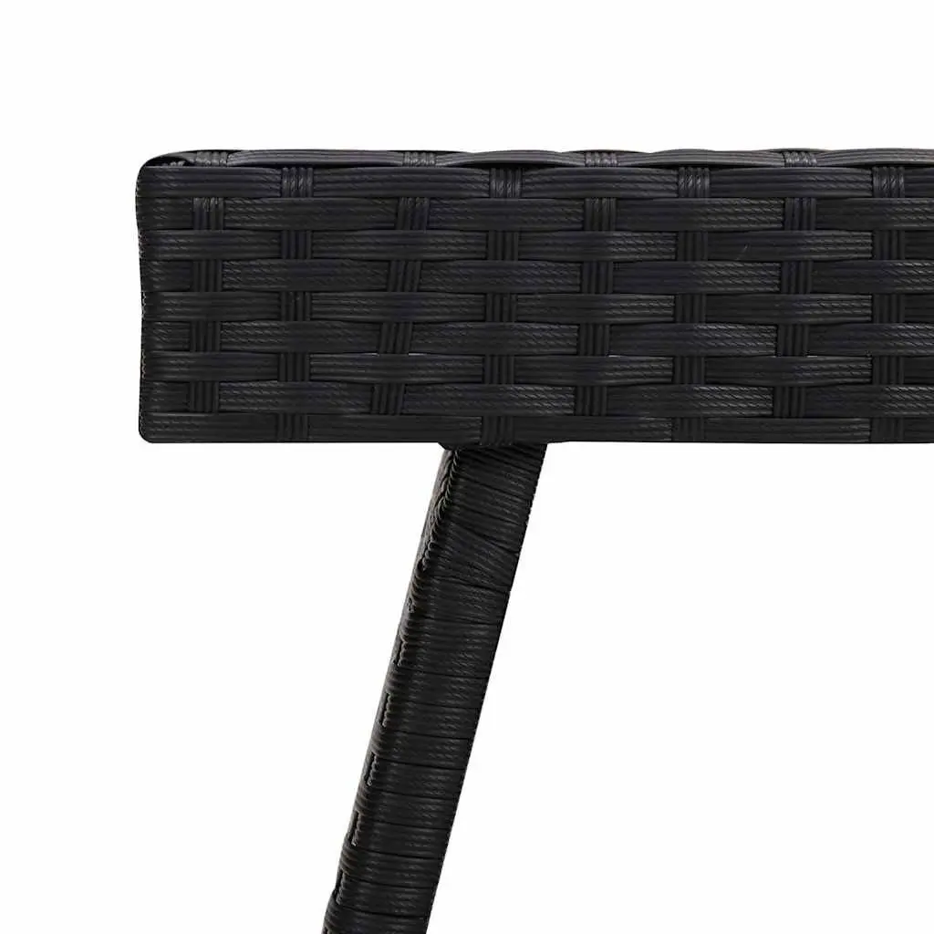 Foldable Accent Side Table Black Poly Rattan Steel Indoor Outdoor 60x40x38cm