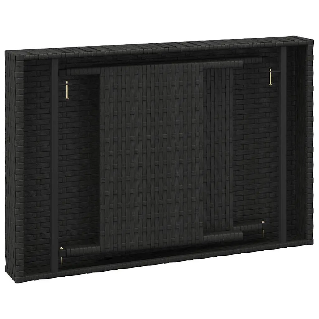 Foldable Accent Side Table Black Poly Rattan Steel Indoor Outdoor 60x40x38cm