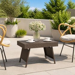 Stylish Brown Foldable Side Table for Indoors and Outdoors