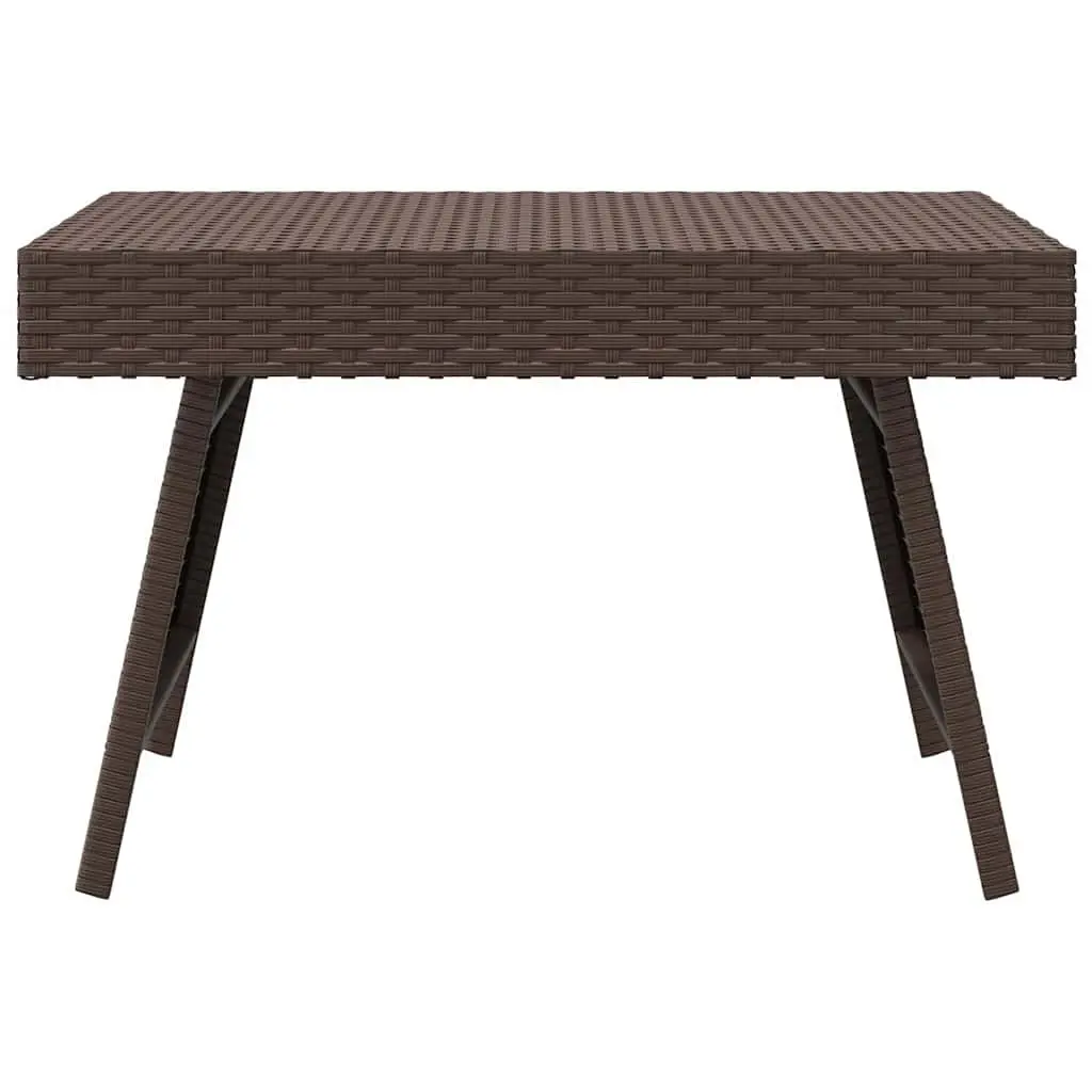 Foldable Side Table Brown PE Rattan Powder-Coated Steel 60 x 40 x 38 cm