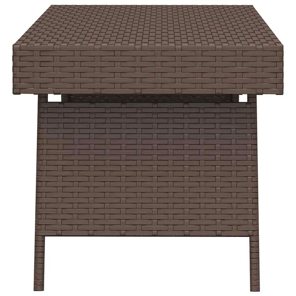 Foldable Side Table Brown PE Rattan Powder-Coated Steel 60 x 40 x 38 cm