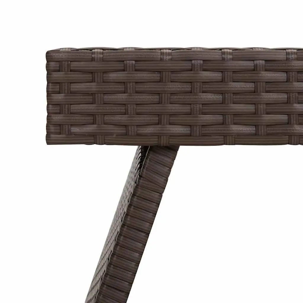 Foldable Side Table Brown PE Rattan Powder-Coated Steel 60 x 40 x 38 cm