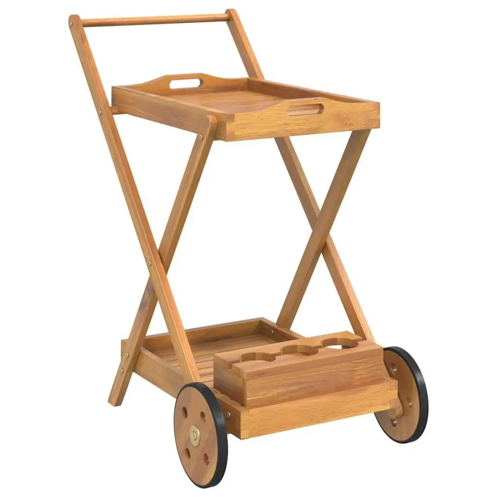 Solid Wood Acacia Tea Trolley with Wheels
