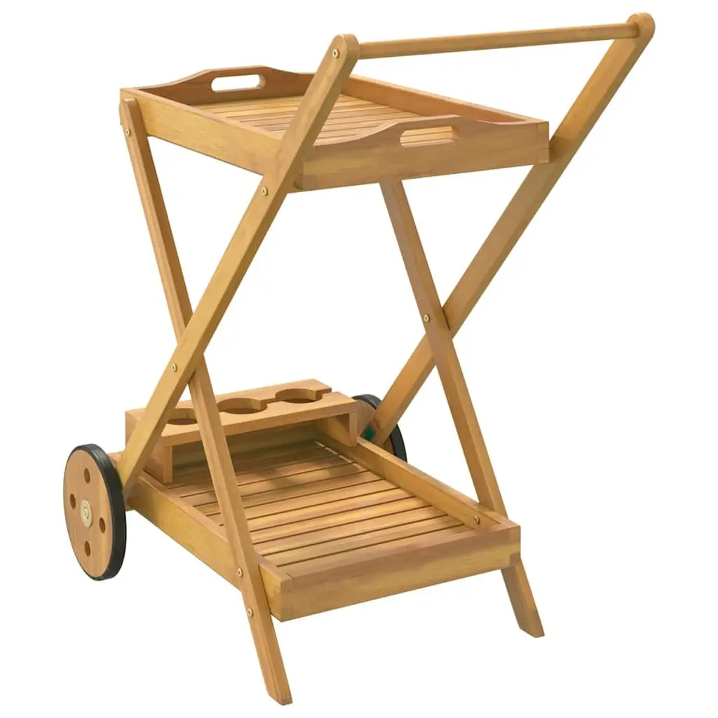 Solid Wood Acacia Tea Trolley with Wheels