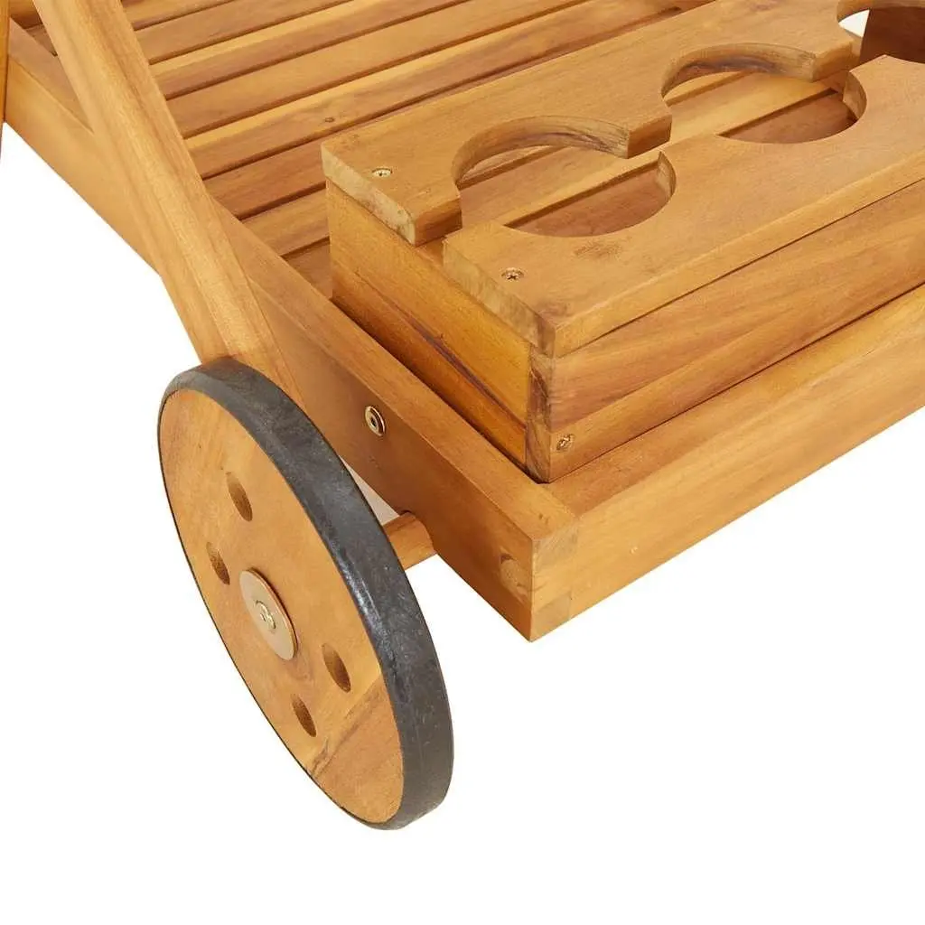 Solid Wood Acacia Tea Trolley with Wheels